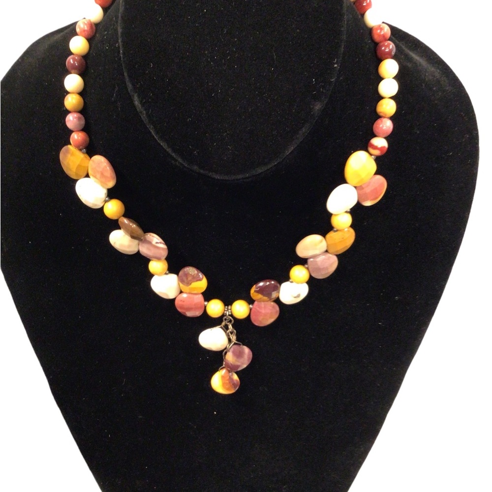 Multi Colored Glass Cabochon Beaded Dangle Neckla… - image 5